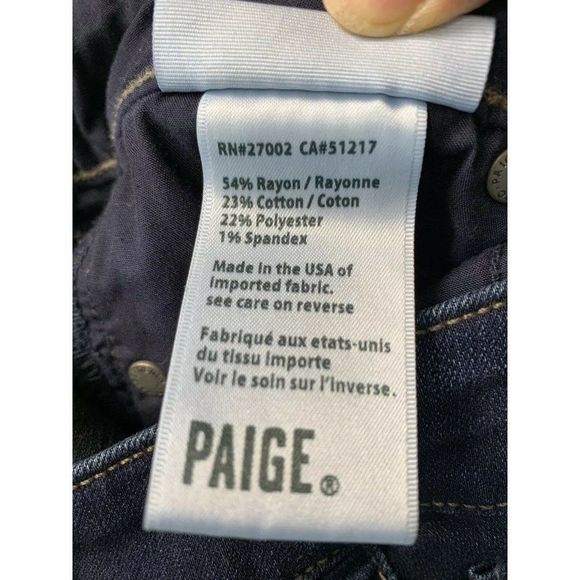 Sz 24 Womens Paige Stretch Skinny Skyline Jeans Mona Dark Wash GUC 5809 - Picture 7 of 9